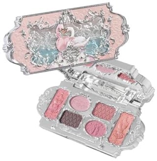 Swan Ballet 6-farbige Make-up-Palette, Lidschatten, Rouge, Hervorhebung und Kontur, Flower Know Make-up-Palette mit 4 matten + 2 schimmernden neutralen Farbtönen (Pink Swan)