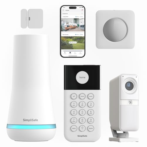SimpliSafe Wireless Home Security Systems | 5 Piece Smart Home Alarm Systems with HD Indoor Security Camera | Mobile App & Works with Alexa | Professional Monitoring Available | Easy DIY Install