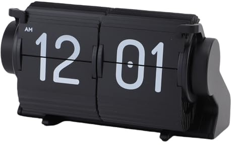 Yechiry Flip Deskuhr, Retro Vintage Flip Desk Tischuhr, Moderne Digitale Mechanische Retro - -Down Uhr, Große Zahlen Mechanische Uhr für Wohnzimmer, Studienraum, Büro (Black)