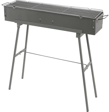 Träkolgrill med justerbar luftklaff, 80 x 18 x 13 cm, hopfällbar grill, campinggrill, picknickgrill med grill, för utomhusbruk, terrass, camping, grillfest