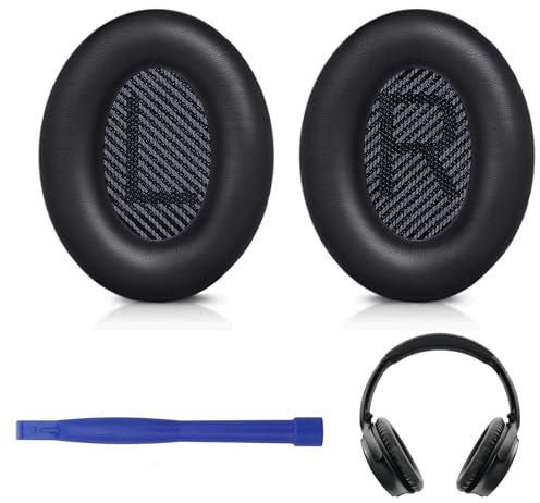 Headphone Replacement Pads, Compatible For Bose Quietcomfort Qc35 Qc35 II Replacement Headphones Earpads Cushions Replacement Quiet Comfort 35 Earpads With Noise Isolation Foam Softer Leather Black