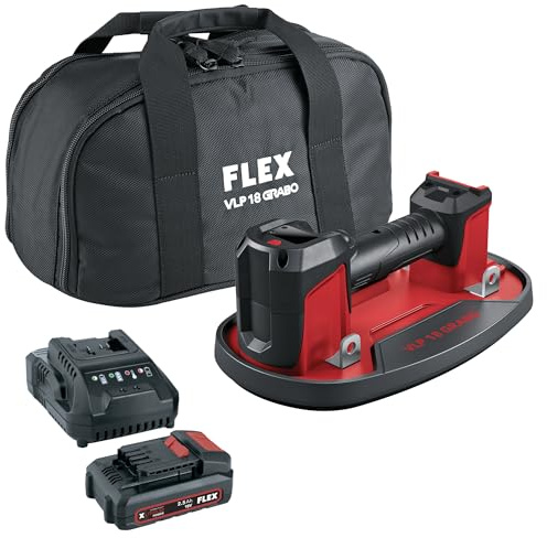 Flex Akku-Vakuumheber VLP Grabo + Akku 2.5 Ah + Ladegerät CA 18.0-LD (schwarz, rot, Akku-Vakuumheber 18 V + Akku 2,5 Ah mit Ladegerät und Akku-Pack 18 V mit integriertem Entladeschutz) 534509
