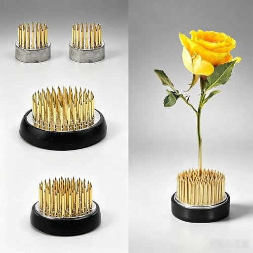 txuzong 4 Stück Kenzan, Blumenigel, Runder Ikebana, Steckigel mit | Gummidichtung, Edelstahl Hanataba Blumenhalter Geeignet für Blumenarrangements Blumenläden Büros Gärten Teestuben