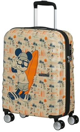 American Tourister Wavebreaker Disney - Mickey Mouse Handgepäck Koffer 55 cm, Hartschalenkoffer, Kabinentrolley für Ryanair & die meisten Airlines - Mickey Super Surfer