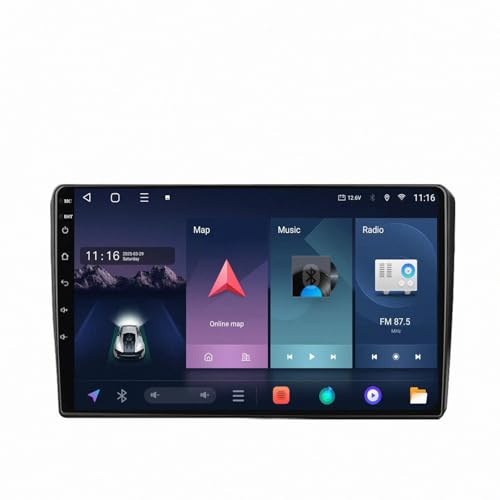 Estéreo Coche 2 DIN para Audi A3 8P 2003-2013 con Cámara Trasera y Delantera HD 1080P, Navegación GPS, Radio FM/RDS Dsp, Micrófono, 4 Nuclear 1G+16G