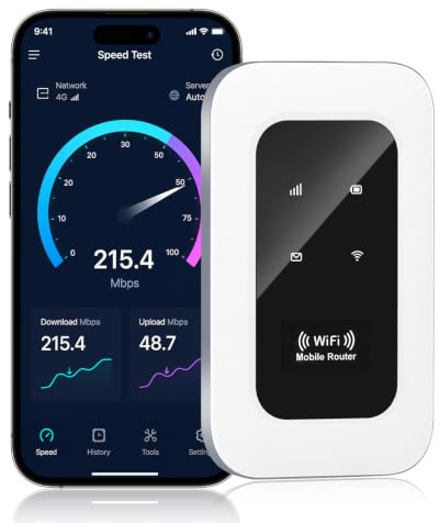 4G LTE Routeur Portable WiFi, Batterie 20h, Jusqu'à 26 Appareils