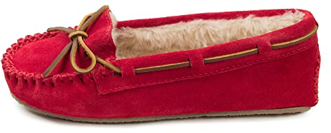 Minnetonka Women's Cally Moccasin Slipper, Red, Size 7