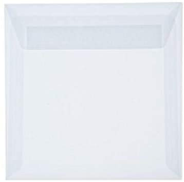 100 Quadratische Briefumschläge 15,5 x 15,5 cm 155 x 155 mm Transparente/Weiß Verschluss: Kuverts mit Haftstreifen Grammatur: 90 g/m²