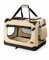 lionto Hundetransportbox faltbar für Reise & Auto, 90x61x65 cm, stabile Transportbox mit Tragegriffen & Decke für Katzen & Hunde bis 22 kg, robuste Hundebox aus Stoff für klein & groß, beige