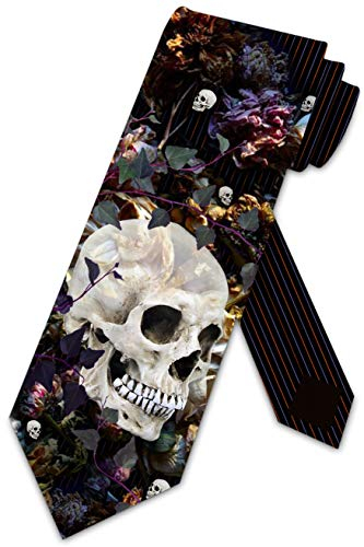 Three Rooker Herren Krawatte mit Totenkopf-Motiv, Gothic-Stil
