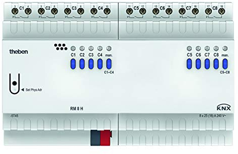 Theben 4940217 RM 8 H KNX - Hochleistungs-Schaltaktor FIX2, 8 Kanäle, Aktor, 25 A, bistabile Relais