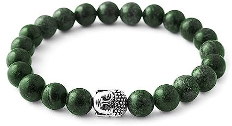 BERGERLIN Serpentin Armband echt mit Naturstein Perlen - Buddha Armband
