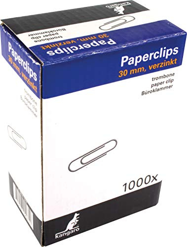 Briefklammern Kangaro 30 mm rund Box 1000 Stück, verzinkt