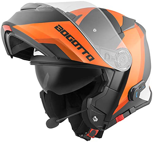 Bogotto V271 BT Zabu Bluetooth Klapphelm, schwarz matt/orange, XS