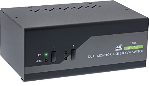 InLine 63652I KVM Desktop Switch, 2-fach, Dual-Monitor DisplayPort 1.2, 4K, USB 3.0, Audio