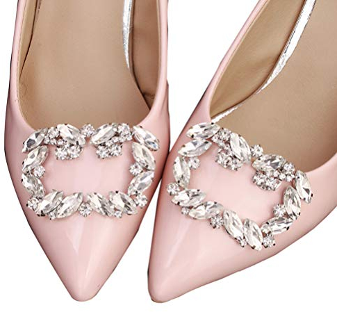 Happyyami 1 Paar Hochzeit Schuhclips Kristall Schnalle Strass Metall Schuhclips Platz Schuh Kleid Hut Zubehör für Hochzeit Dekoration Bankett