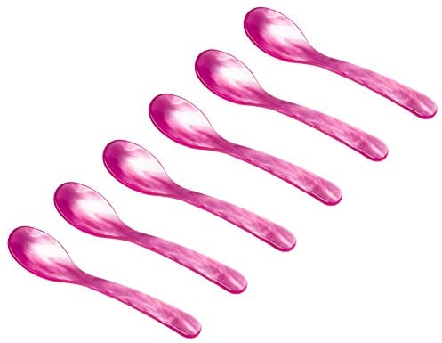 Heim Söhne Set di 6 cucchiai in vetro acrilico, circa 12,2 cm, incantevoli cucchiai per uova in effetto madreperla per momenti indimenticabili durante la colazione, il dessert e altro ancora