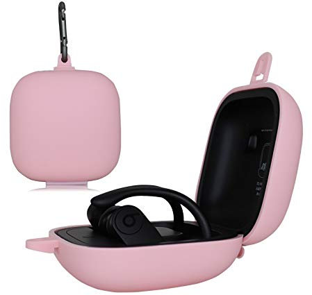 Custodia Silicone per Beats Powerbeats Pro, Cover protettiva da viaggio,Borsa viaggio,Custodia Ricarica,silicone Resistente ai Graffi Case per Beats Powerbeats Pro Wireless Earphone (rosa)
