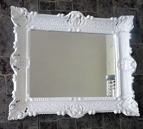 Wandspiegel Barock Weiß 57x47cm Prunk Spiegel Badspiegel Flurspiegel Antik Spiegel 3049 Weiß
