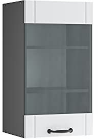 Vicco Küchenglasschrank Fame-Line, Glashängeschrank, Weiß Landhaus/Anthrazit, 40 cm