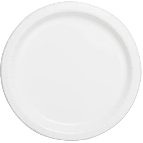 Unique Party- Assiettes en Carton Écologiques-18 cm-Couleur Blanche-Paquet de 8, 3104EU, White