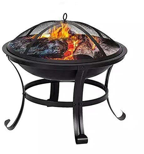 BDXZJ Brasero Exterieur, Terrasse de Jardin Fire Bol Cheminée, avec Couvercle Forme Ronde Brasero 22Inch Adapté Au Chauffant de Jardin/Barbecue
