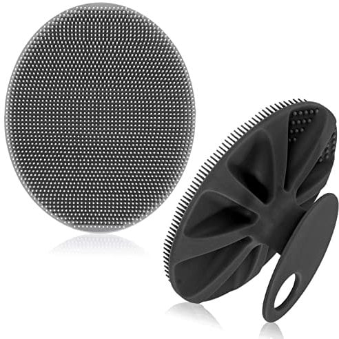 INNERNEED Weicher Körperschrubber aus Silikon, Peelinghandschuh, Duschreinigungsbürste, SPA-Massage-Hautpflegetool, für empfindliche und alle Arten von Haut (Grau + Schwarz)