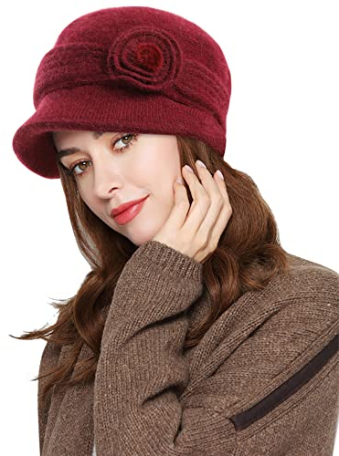 Suwangi Damen Schirmmütze Beanie Warme Ballonmütze Barett Visor Baskenmütze Winter Mütze