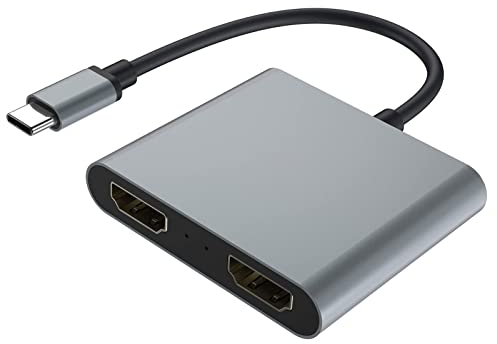 KYYKA Adaptateur USB C vers Double HDMI 4K @ 60 Hz, convertisseur de Type C vers HDMI, répartiteur USB-C en Alliage d'aluminium de qualité supérieure pour MacBook Pro/Air,Galaxy S20/10 et Plus Encore