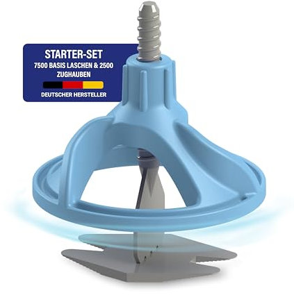 Nivelliersystem24® Fliesen Nivelliersystem 2mm | 50 Eimer | 7500 Basis Laschen + 2500 Zughauben | Für präzise & ebene Verlegung | Wiederverwendbar – 96650