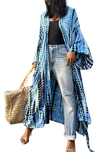 Bsubseach Sexy Badeanzug Cover Ups für Damen Strand Kimono Strickjacke Badeanzug Coverup Resort Wear Blau