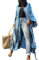 Bsubseach Women Tie Dye Open Front Kimono Cardigan Long Sleeve Bikini Cover Up for Swimwear Blue