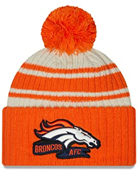 New Era Denver Broncos NFL 2022 Sideline Sport Knit Chrome White Orange Beanie - One-Size