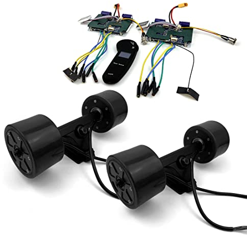 L-faster 4WD Elektrisches 4-Rad-Skateboard-Nabenmotor-Umrüstsatz für elektronisches Longboard Vier 90-mm-Motorradantrieb mit Fernbedienung (Black kit)