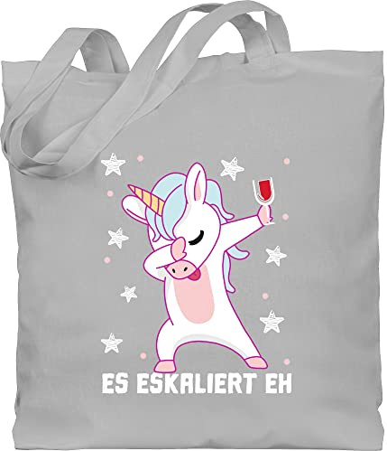 Shirtracer - Baumwolltasche - & Alkohol Damen - Es eskaliert eh Festival Saufi Party Malle lustig I Party Einhorn Dabbing