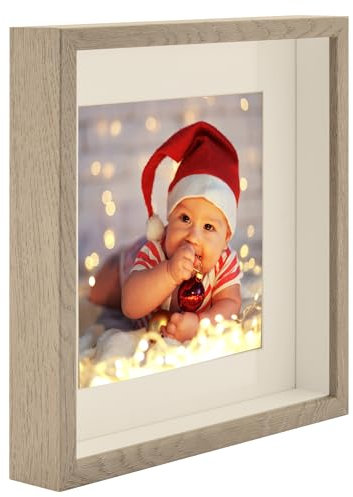 BD ART 28x28 Bilderrahmen 3D zum Befüllen Objektrahmen Rahmen für Objekte mit plexiglas/Eiche Trüffe