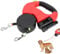 10ft Retractable Dog Leash, 2 in 1 Double Dog Lead Walking Leash Extendable Dogs Leads 360° Tangle Free with Light & Poo Bag Holder for Dogs up to 18 Lbs/8.2kg in Weight(Red)