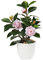 Oairse Pianta artificiale di camelia 28 cm, piante finte in vaso, piante di camelia finte in vaso con fiori finti rosa, piccolo bonsai per casa, camera da letto, ufficio, scrivania, decorazione della