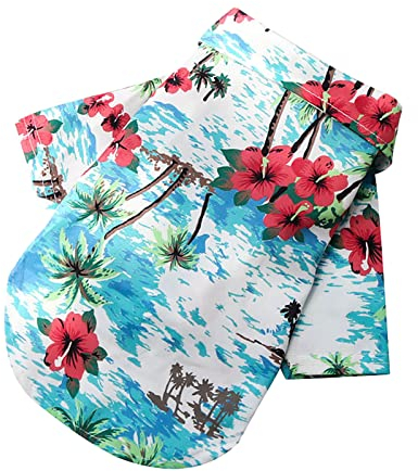Hundepullover Zopfmuster Haustier-Sommer-T-Shirts Hawaii-Stil Blumen-Hundehemd Hawaiian bedruckte Haustier-T-Shirts Atmungsaktive kühle Kleidung Hundepullover Für Weibchen (Green, XXL)