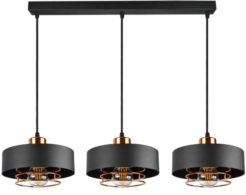 Adviti Lámparas de Techo Negra E27 Bombillo no Incluido (3 Focos de Luz)