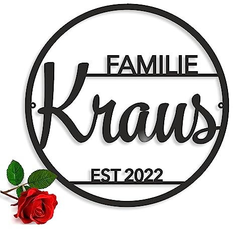 FranJohnsonHouse, Personalisierter Türkranz, Brauchjahr Wand-Deko, Kranz Tür Metall Schild, Familienname, Hochzeitsgeschenk Wanddekoration Familienschild Namensschild Est Year, Datum, Name (design 2)