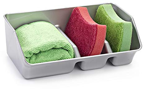 CABLEPELADO Organizador Fregadero estropajero, Organizador de Fregadero, Guarda Estropajo de Cocina, Soporte para Fregadero Estropajo de Cocina, 21.5 cm Longitud, 3 módulos, Plástico, Gris