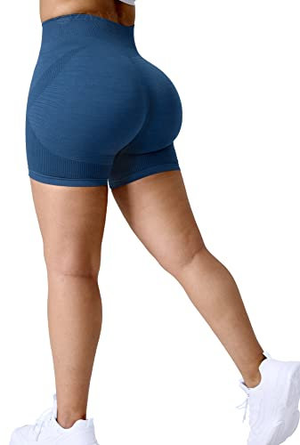ZAAYO Gym Shorts Damen Sport Athletic Booty Scrunch Butt Lift Ozon Fitness Kurze Shorts Blau Small