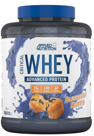 Applied Nutrition Critical Whey Protein Powder 2kg - High Protein Powder, Protein Milkshake, Muscle Building Supplement with BCAAs & Glutamine (2kg - 67 Servings) (Blueberry Muffin)