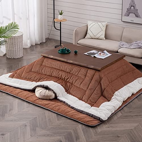 Kotatsu Futon-Set Mit Heizung, Kotatsu-Couchtisch Heizung Und Decke, Japanischer Tee-Couchtisch Aus Holz Modernes Nordisches Design (Color : Brown-C, S : 120 * 80 * 45cm)