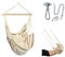 AMAZONAS Hängesessel Brasil Set Cappuccino | Brasil Hängesessel + Deckenhaken Power Hook + Fußablage | Sitzfläche 130x160 cm bis 150 kg hellgestreift