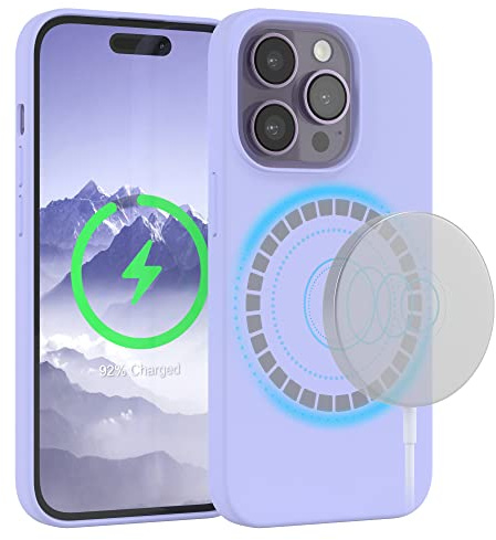 EAZY CASE - Silikonhülle kompatibel mit iPhone 14 Pro Hülle mit Qi Charging Silikon Case weich stoßfeste Handyhülle Schutzhülle Kameraschutz Dünn Schutz Cover TPU Bumper in Lavendel Lila
