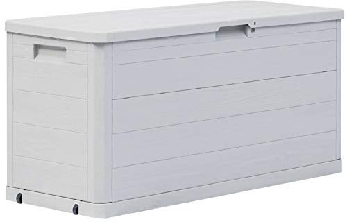 Keketa Gartenbox Garten Aufbewahrungsbox Kissenbox Garten Auflagenbox für Balkon Garten Terrasse Abschließbar 280 L Hellgrau