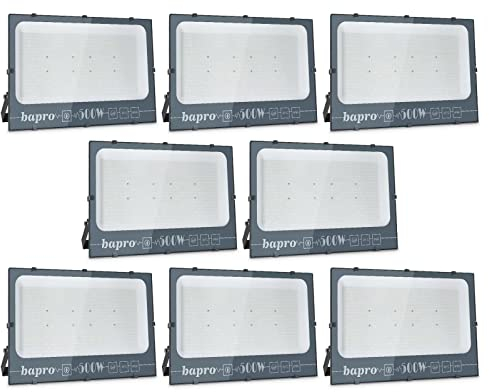 loyal 8 Stücke 500W 50000LM LED Strahler Außen, Superhell 3000K Warmweiß LED Scheinwerfer, IP66 Wasserdicht LED Flutlichtstrahler, LED Arbeitsleuchte für Hof, Sportplatz, Auffahrt, Garten