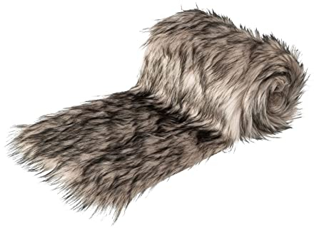 naninoa Fell DEKO-Stoff Tischband, Kunstfell, Flauschiges Fell 200 x 24 cm Grau-Beige